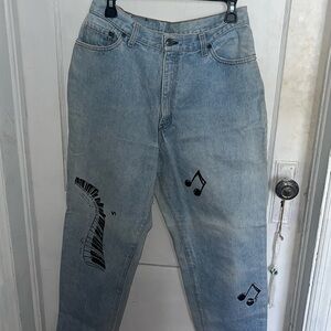 Vintage Unique Music Note Hand Painted Levi’s